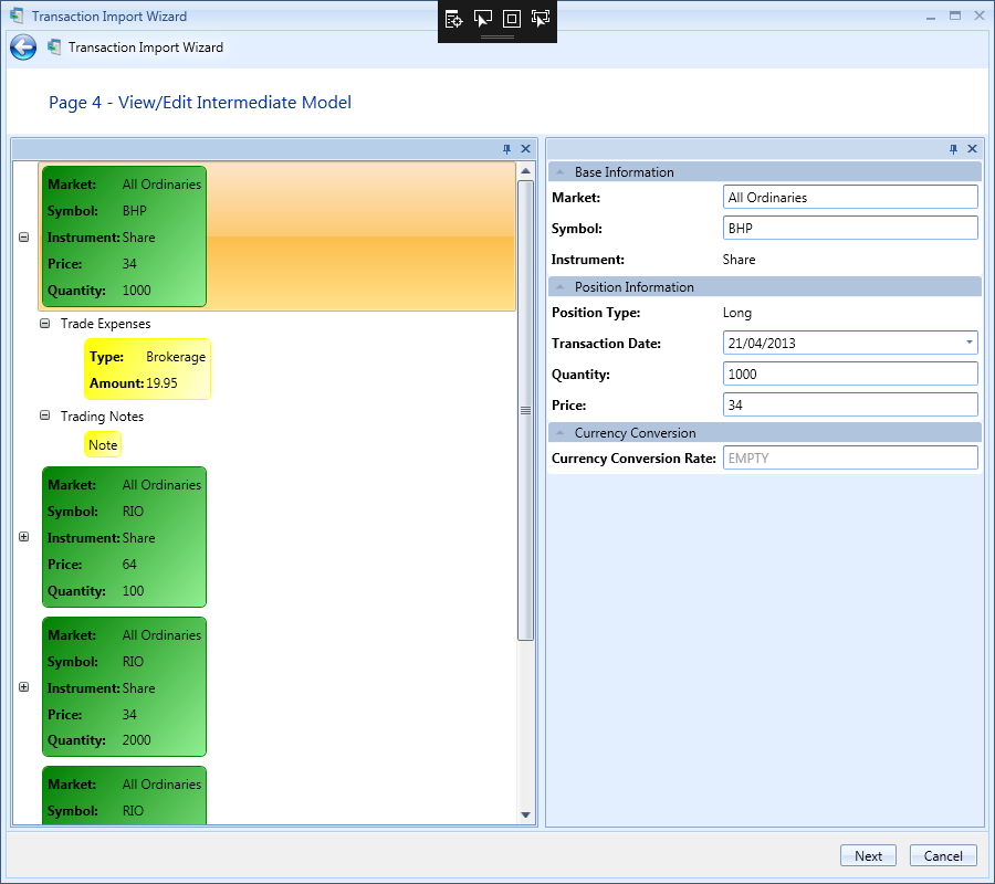 Transaction Import Wizard - Page 4