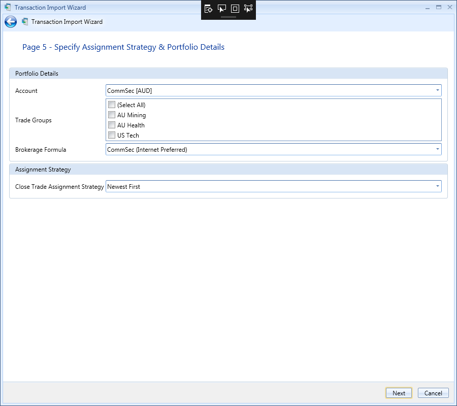 Transaction Import Wizard - Page 5