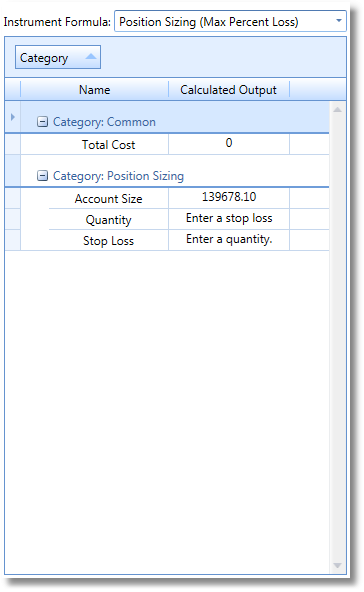 Position Sizing Instrument Formula