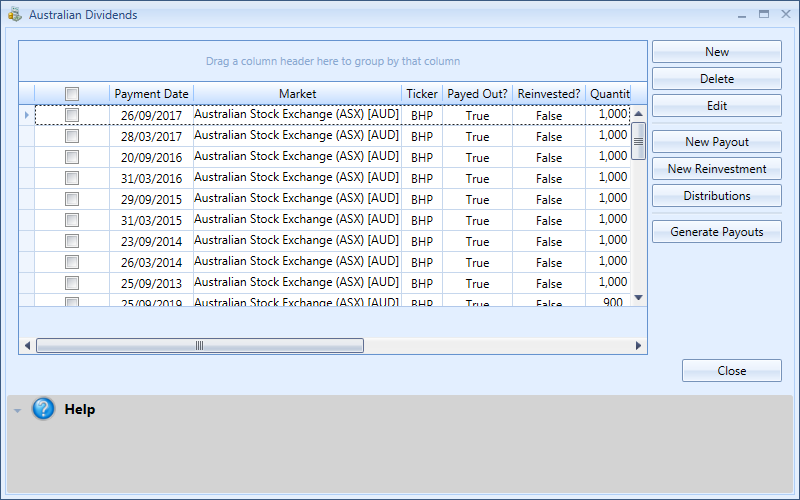 Australian Dividends Window | Stock Portfolio Organizer