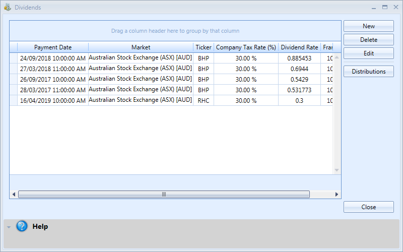 Dividends Window | Stock Portfolio Organizer