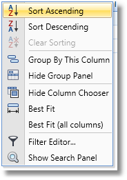 Grid View Column Options | Stock Portfolio Organizer