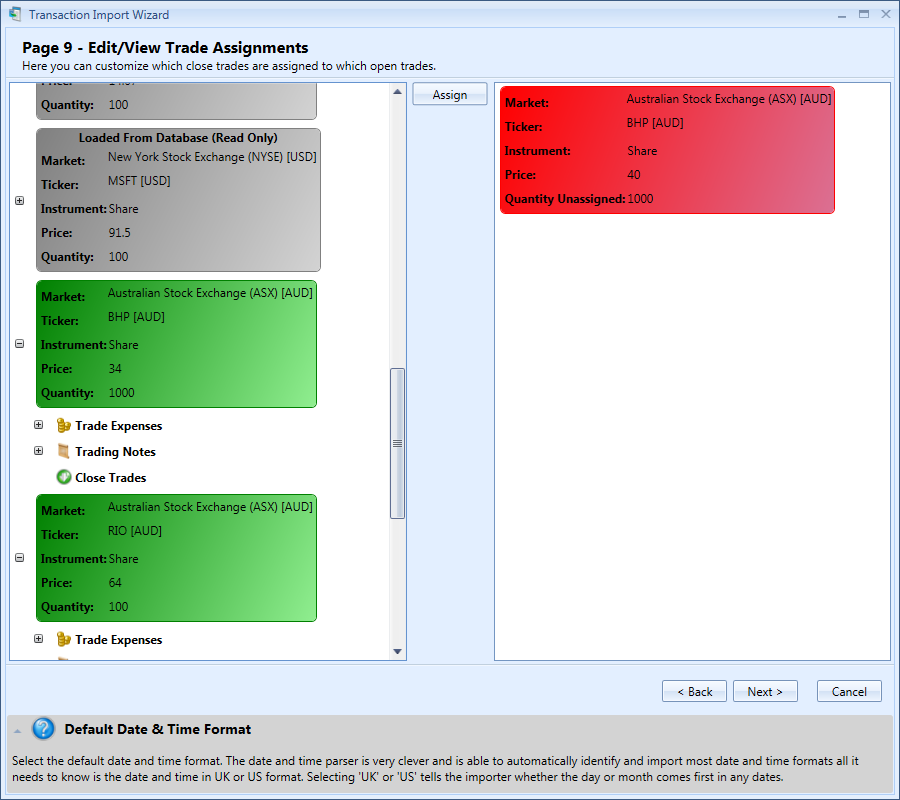 Transaction Import Wizard Window Page 9 | Stock Portfolio Organizer