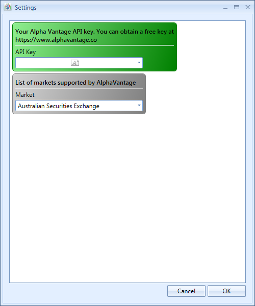 Alpha Vantage Data Feed Plugin Settings | Stock Portfolio Organizer