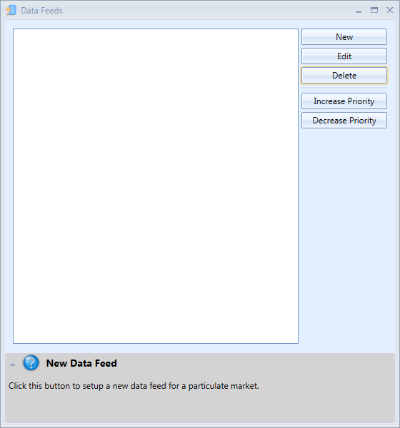 Empty Data Feeds Window | Stock Portfolio Organizer