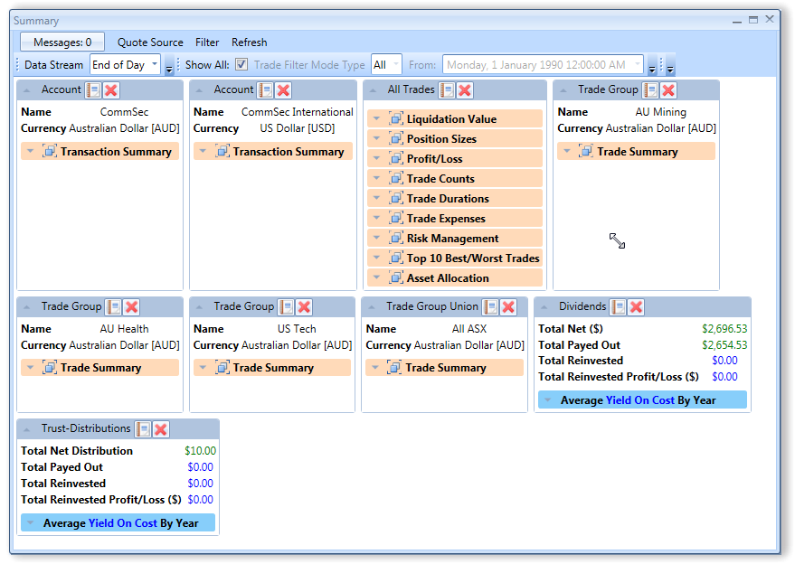 Summary View | Stock Portfolio Organizer