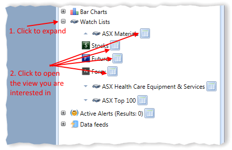 Watch Lists In Main Navigation Panel Annotated | Stock Portfolio Organizer